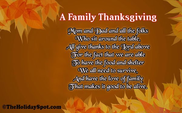 Thanksgiving Poems for Family